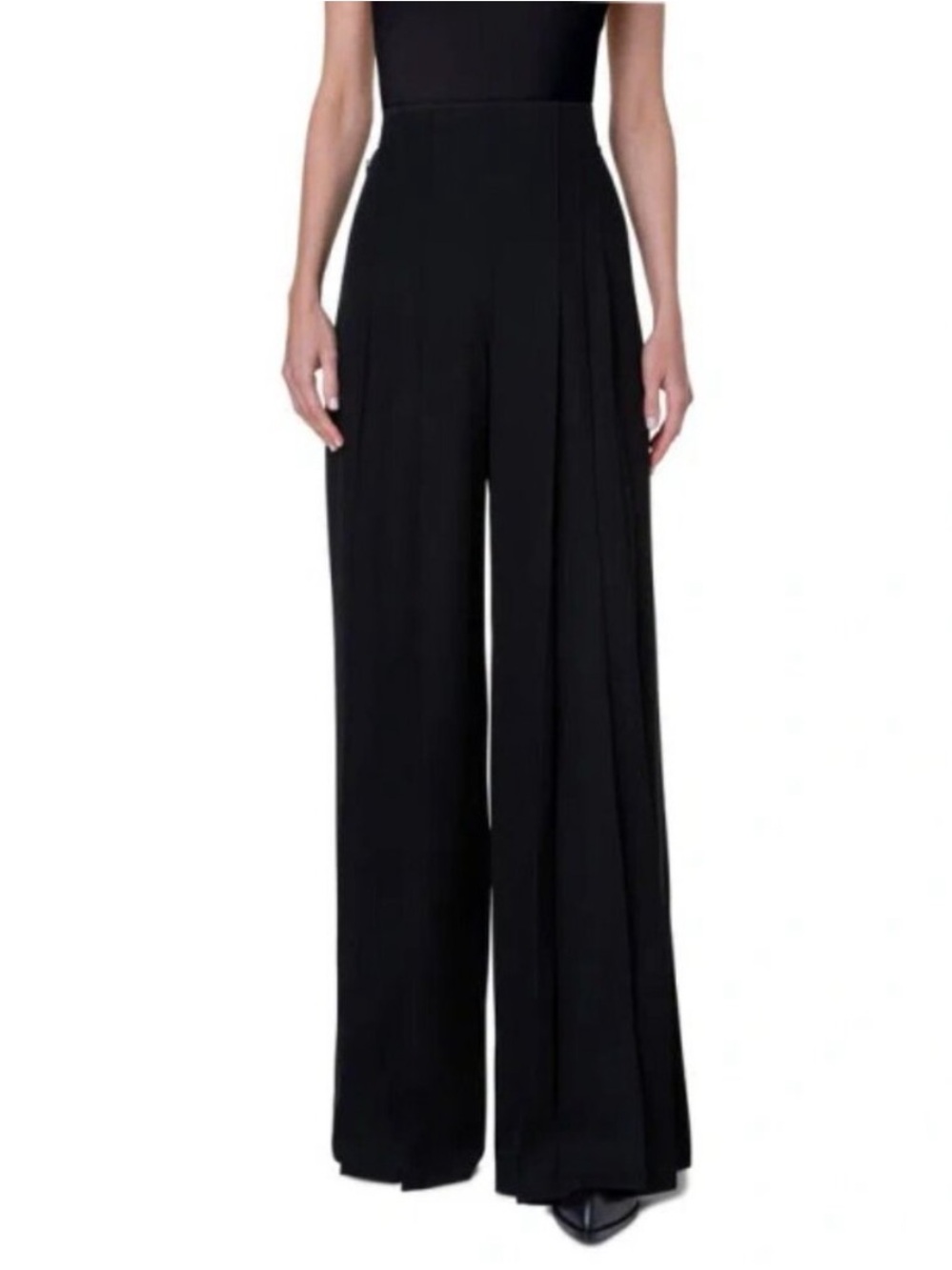 Lafayette 148 Ludlow Wide Leg Crepe Pants Black Trousers 14